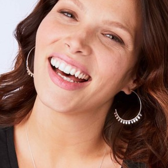 Stella & Dot | SILVER Shimmering Delicate Petal Hoops - Picture 4 of 10